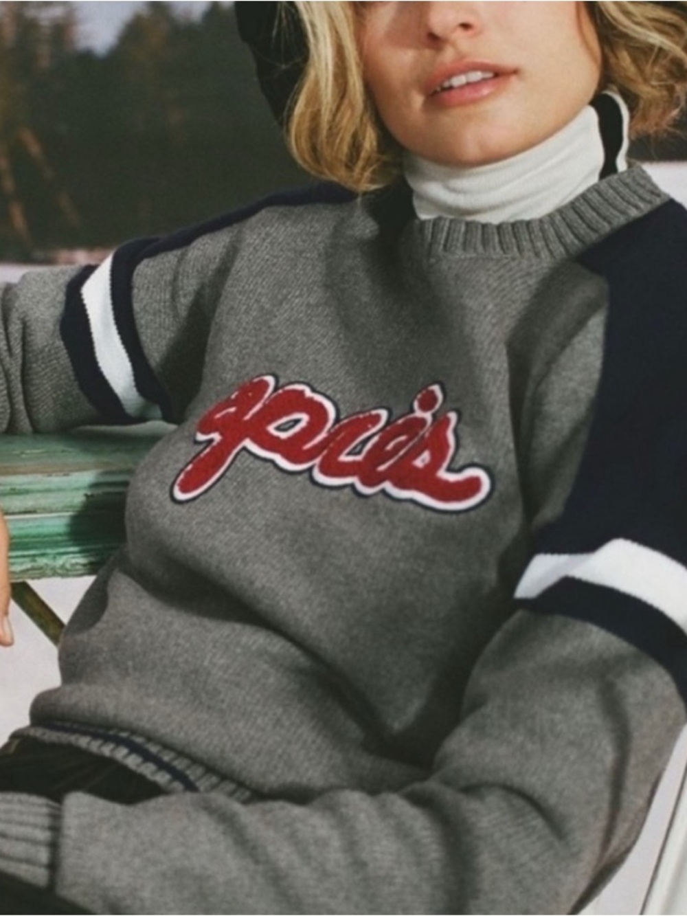 Alp N Rock Women's Gray Crewneck Sweater with Red 'après' Appliqué